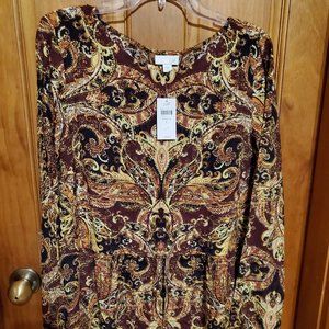 J. Jill NWT L Chiffon Side Slit Tunic Top